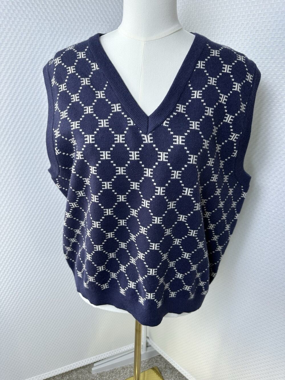 Ellandemm Hutton Sweater Vest Monogram XL Preppy Old Money Classic